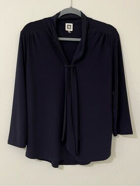 Anne Klein Black Knit 3/4 Sleeve Top size M